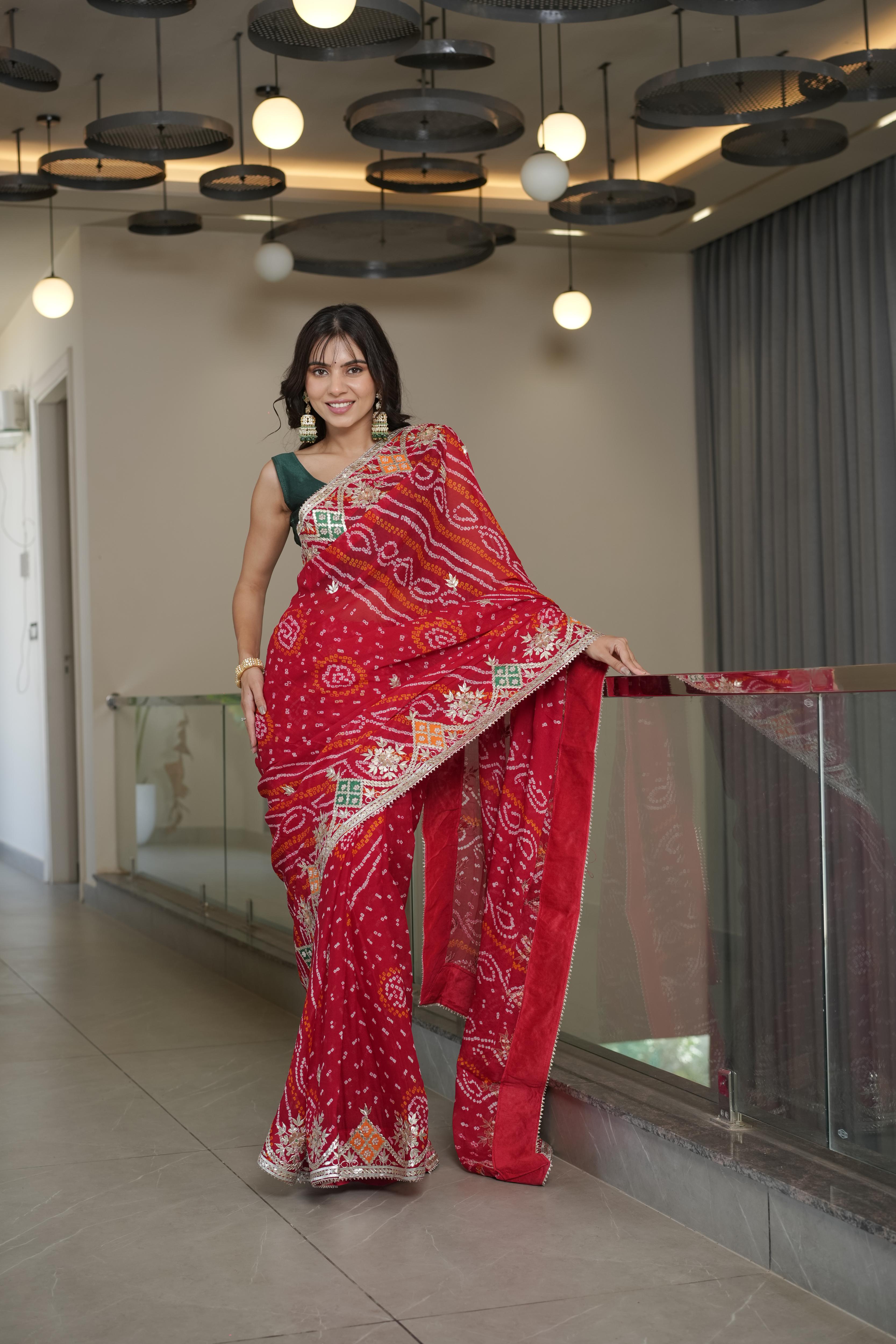 Classic Red Crape Silk Saree