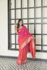Rani Peach Banarasi Silk Saree