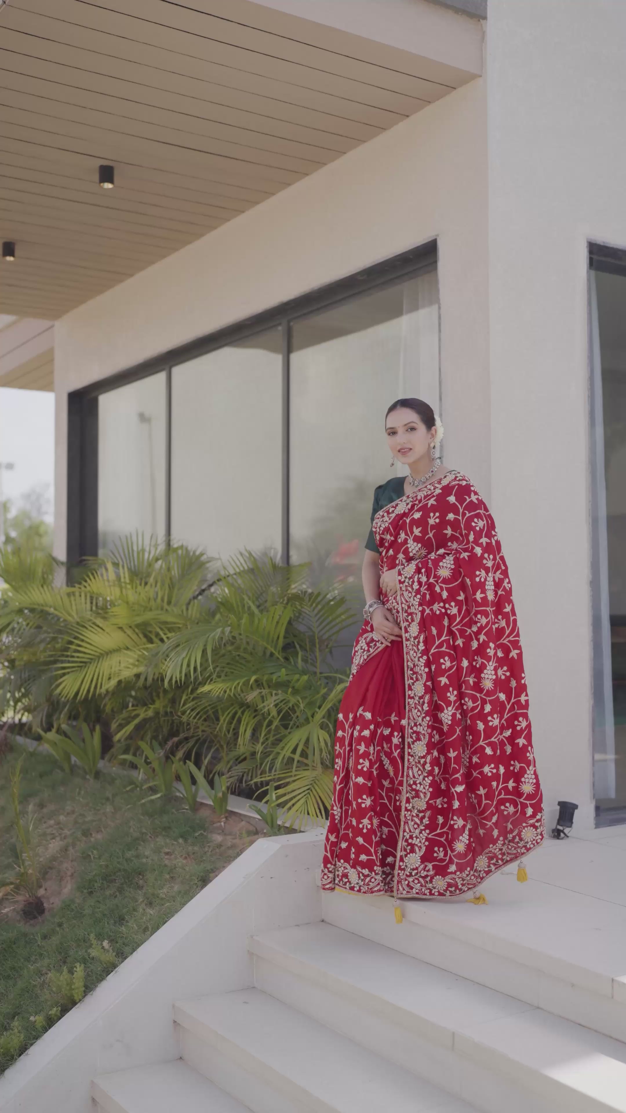 Red Upara Silk Saree