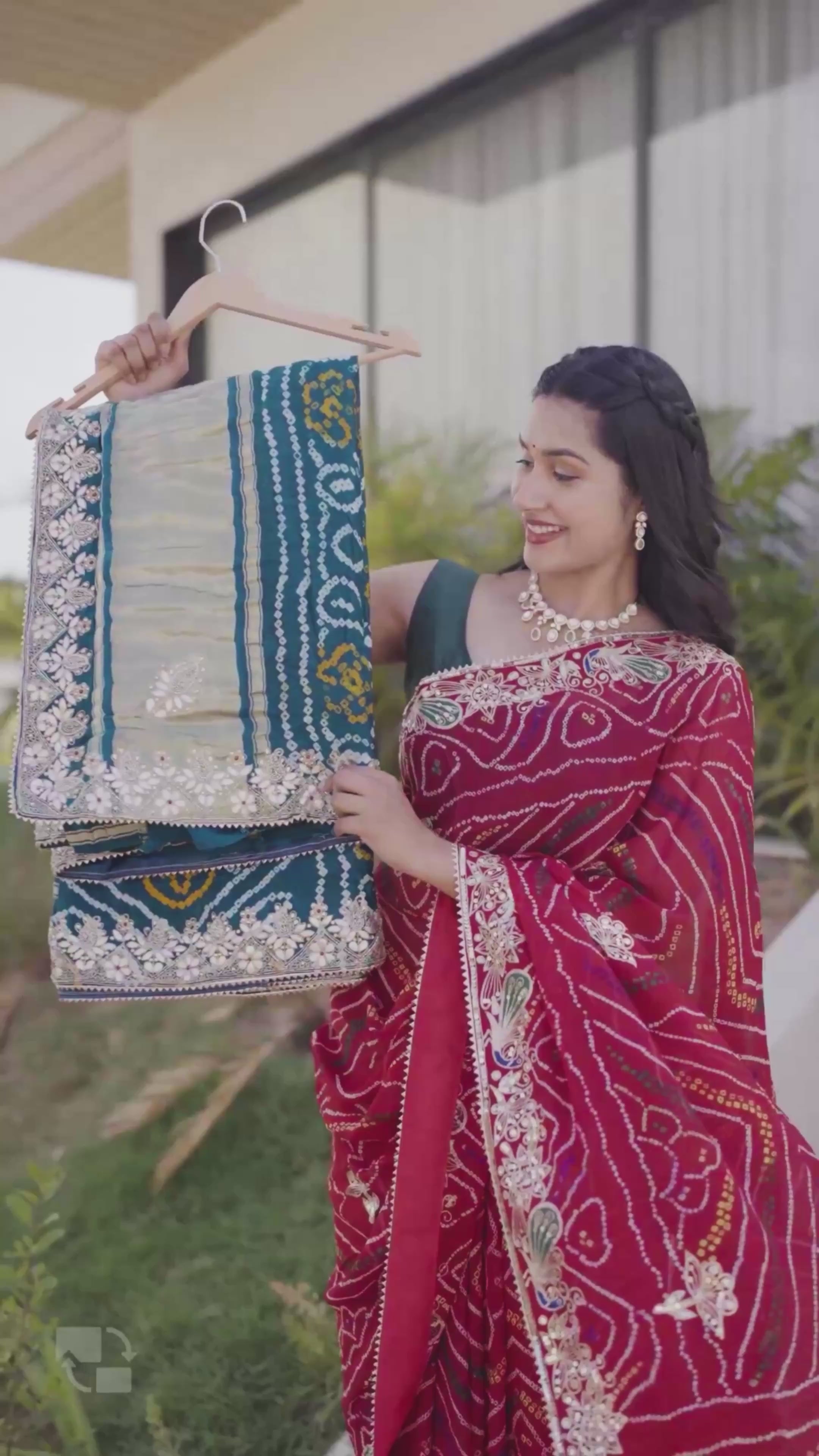 Mor Khaanti Blue Ghatchola Saree