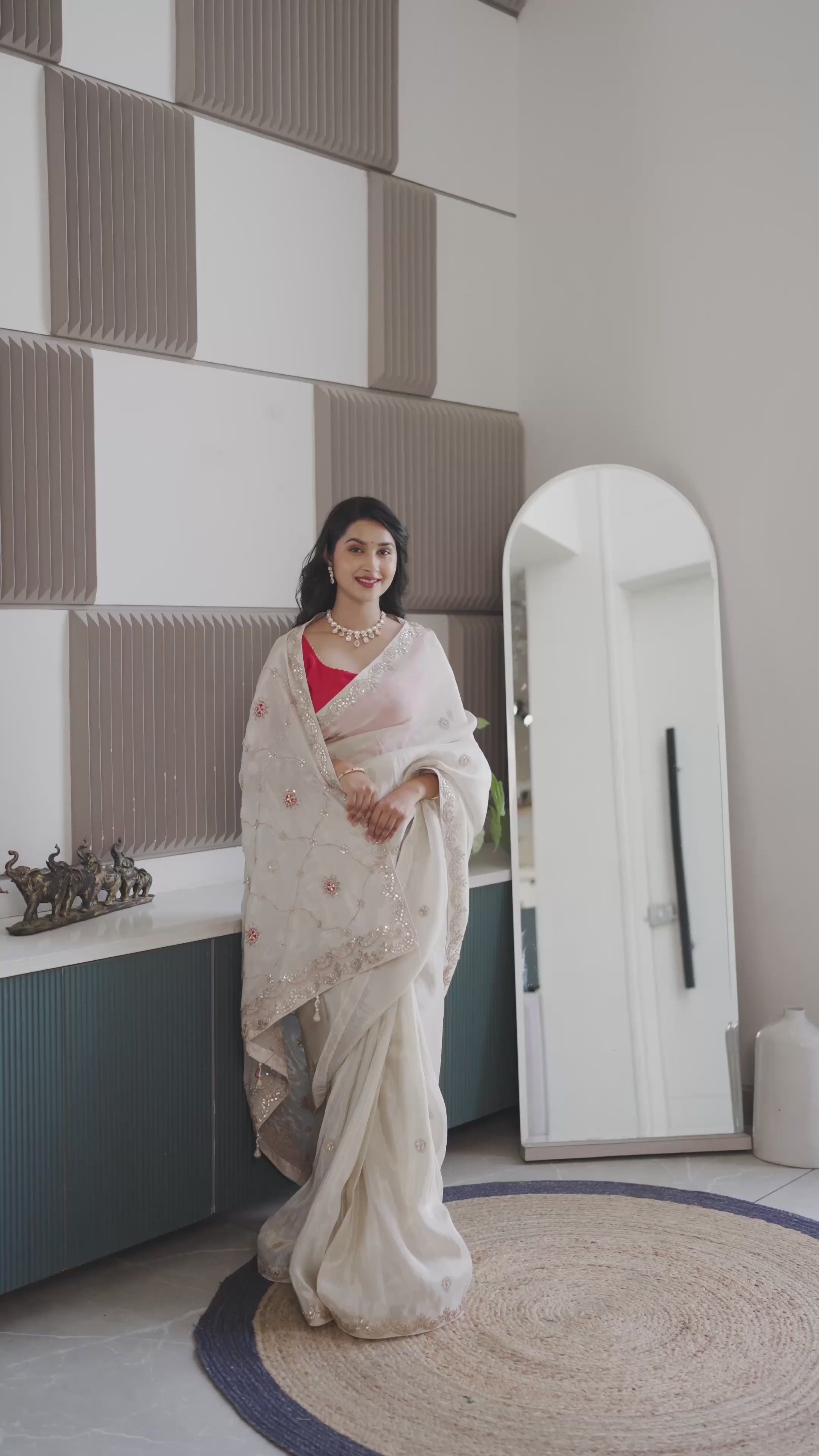 Cheeku Ivory Banarasi Silk Saree